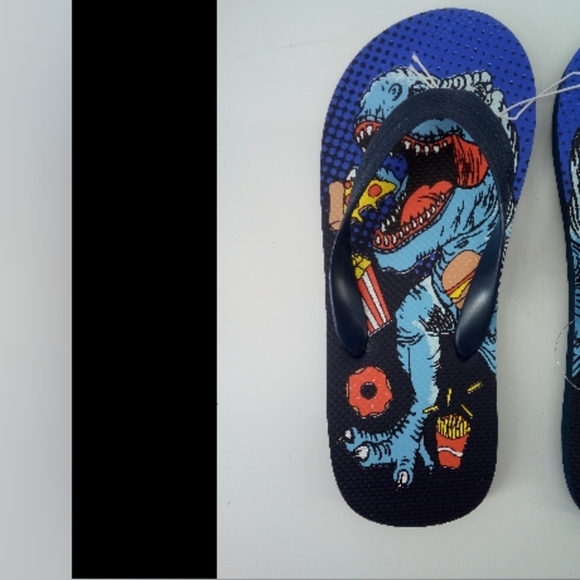 NWT The Children's Place Dinosaur Movies Fries Pizza Blue Sandals 5/6 Youth - Picture 5 of 7
